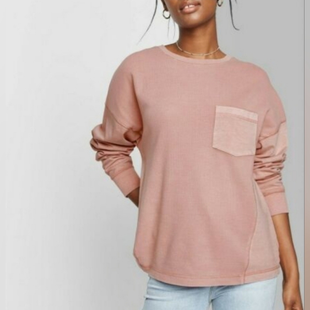 Wild Fable Pink Long Sleeve Jersey Top